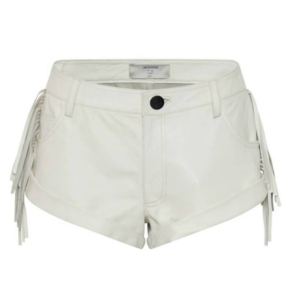One Teaspoon Bandits Low Waist Chaos Walking Leather Shorts - White